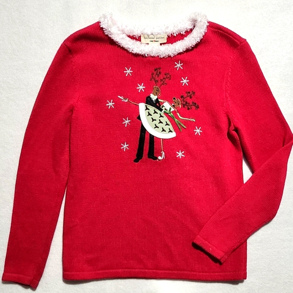 Bechamel Unisex Ugly Christmas Sweater Petite Medium 55%Ramie 45%Cotton